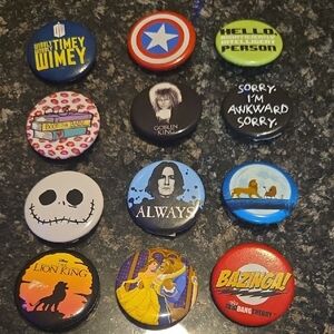 Colorful Pop Culture Button Set